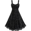 ROSE GAL Rosegal Women Plus Size Gothic Dress Layered Ruched Mesh Backless Dress(Black_1)