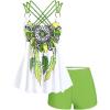 ROSE GAL Rosegal Women Plus Size Modest Tankini Swimsuit Feather Strappy Crisscross Swimwear(Green_2)