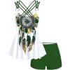 ROSE GAL Rosegal Women Plus Size Modest Tankini Swimsuit Feather Strappy Crisscross Swimwear(Green_3)
