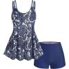 ROSE GAL Rosegal Womens Plus Size Bohemian Paisley Print Tankini Swimwear with Boyshorts(Blue_2)
