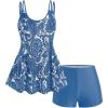 ROSE GAL Rosegal Womens Plus Size Bohemian Paisley Print Tankini Swimwear with Boyshorts(Blue_4)