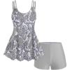 ROSE GAL Rosegal Womens Plus Size Bohemian Paisley Print Tankini Swimwear with Boyshorts(Gray_1)