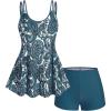 ROSE GAL Rosegal Womens Plus Size Bohemian Paisley Print Tankini Swimwear with Boyshorts(Green_2)