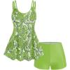 ROSE GAL Rosegal Womens Plus Size Bohemian Paisley Print Tankini Swimwear with Boyshorts(Green_3)