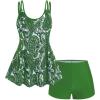 ROSE GAL Rosegal Womens Plus Size Bohemian Paisley Print Tankini Swimwear with Boyshorts(Green_4)