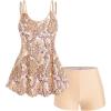 ROSE GAL Rosegal Womens Plus Size Bohemian Paisley Print Tankini Swimwear with Boyshorts(Light Orange_1)