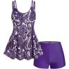 ROSE GAL Rosegal Womens Plus Size Bohemian Paisley Print Tankini Swimwear with Boyshorts(Purple_1)