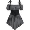 ROSE GAL Women Plus Size Gothic Off The Shoulder Top Medieval Renaissance Corset Shirt Top(Gray_1)