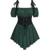 ROSE GAL Women Plus Size Gothic Off The Shoulder Top Medieval Renaissance Corset Shirt Top(Green_1)