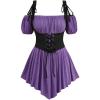 ROSE GAL Women Plus Size Gothic Off The Shoulder Top Medieval Renaissance Corset Shirt Top(Purple_2)