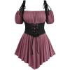 ROSE GAL Women Plus Size Gothic Off The Shoulder Top Medieval Renaissance Corset Shirt Top(Red_1)