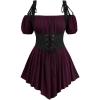 ROSE GAL Women Plus Size Gothic Off The Shoulder Top Medieval Renaissance Corset Shirt Top(Red_2)