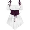 ROSE GAL Women Plus Size Gothic Off The Shoulder Top Medieval Renaissance Corset Shirt Top(White_1)