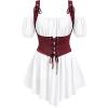ROSE GAL Women Plus Size Gothic Off The Shoulder Top Medieval Renaissance Corset Shirt Top(White_4)