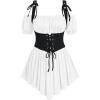 ROSE GAL Women Plus Size Gothic Off The Shoulder Top Medieval Renaissance Corset Shirt Top(White_5)