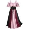 ROSE GAL Women Plus Size Medieval Renaissance Costume Dress(Pink_1)