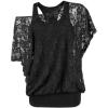 image:imageROSE GAL Women Plus Size Skew Neck Sheer Lace Blouse and Racerback Tank Top Casual Crew Neck TShirt Summer TopsBlack