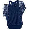 image:imageROSE GAL Women Plus Size Skew Neck Sheer Lace Blouse and Racerback Tank Top Casual Crew Neck TShirt Summer TopsBlue1