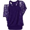 image:imageROSE GAL Women Plus Size Skew Neck Sheer Lace Blouse and Racerback Tank Top Casual Crew Neck TShirt Summer TopsDeep Purple1