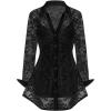 ROSE GAL Womens Plus Size Sheer Lace Button Front Long Sleeve Blouse and Cami Top Twinset(Black)