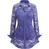 ROSE GAL Womens Plus Size Sheer Lace Button Front Long Sleeve Blouse and Cami Top Twinset(Blue_1)