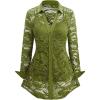 ROSE GAL Womens Plus Size Sheer Lace Button Front Long Sleeve Blouse and Cami Top Twinset(Green_1)