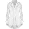ROSE GAL Womens Plus Size Sheer Lace Button Front Long Sleeve Blouse and Cami Top Twinset(White)