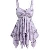 Rosegal Women Plus Size Flowy Summer Floral Babydoll Tank Top Backless Layered Handkerchief(Purple_1)