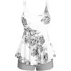 Rosegal Women Plus Size Modest Tankini Swimsuit Rose Print Boyleg Swimwear Padded Boyshorts Bathing(Gray_1)