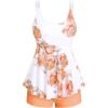 Rosegal Women Plus Size Modest Tankini Swimsuit Rose Print Boyleg Swimwear Padded Boyshorts Bathing(Orange_1)