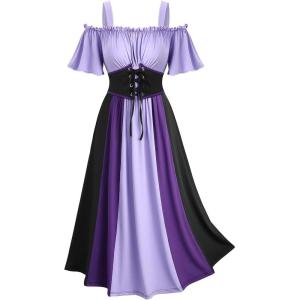 ROSE GAL Women Plus Size Medieval Renaissance Costume Dress(Purple_1)
