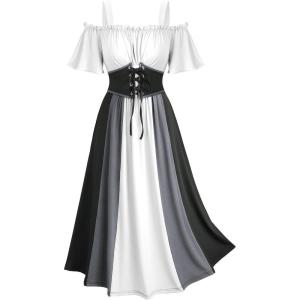 ROSE GAL Women Plus Size Medieval Renaissance Costume Dress(White_1)