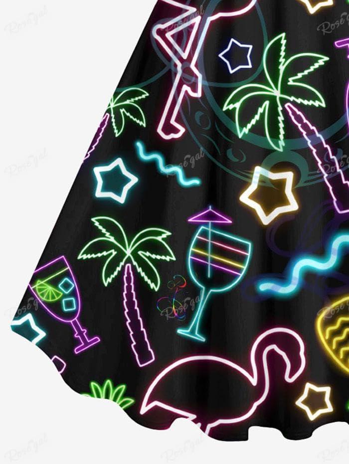 image:imageROSE GAL Matchable Couples Hawaiian Men Shirt and Women Vintage Vintage Sleeveless DressWomenBlack2