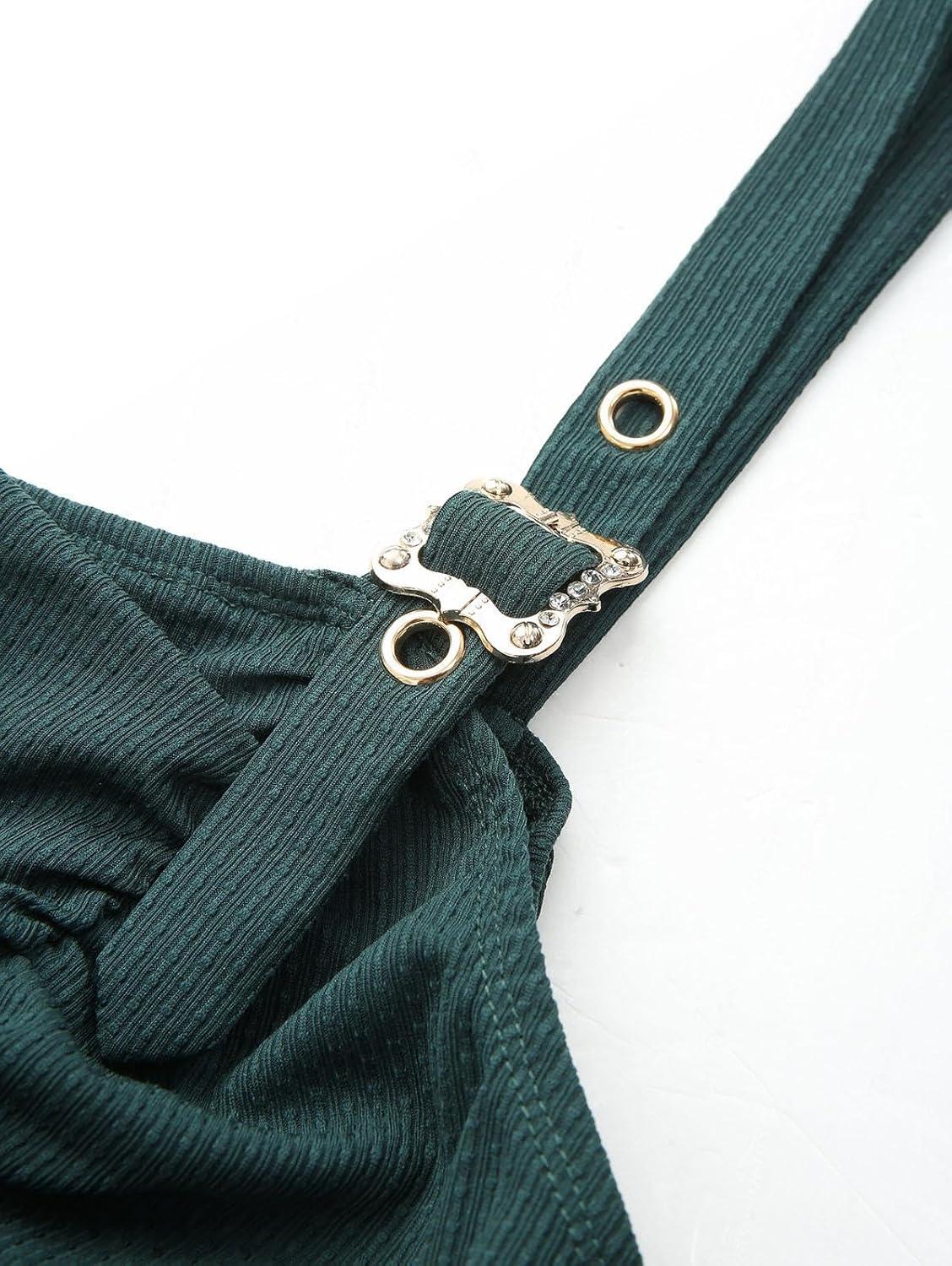 image:imageROSE GAL Plus Size Womens Renaissance Costumes Dress Vintage Victorian Sleeveless Buckles Straps DressGreen1