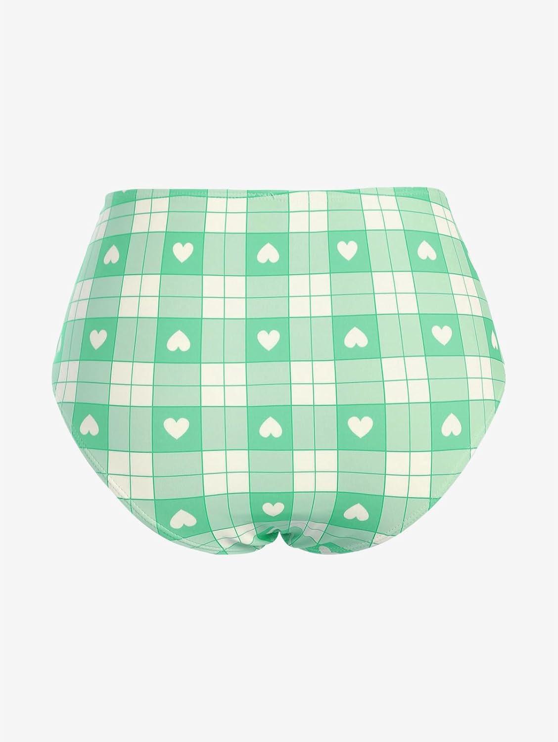 image:imageROSE GAL Rosegal Plus Size Valentines Heart Bowknot Crisscross Padded Three Piece Tankini SwimsuitGreen