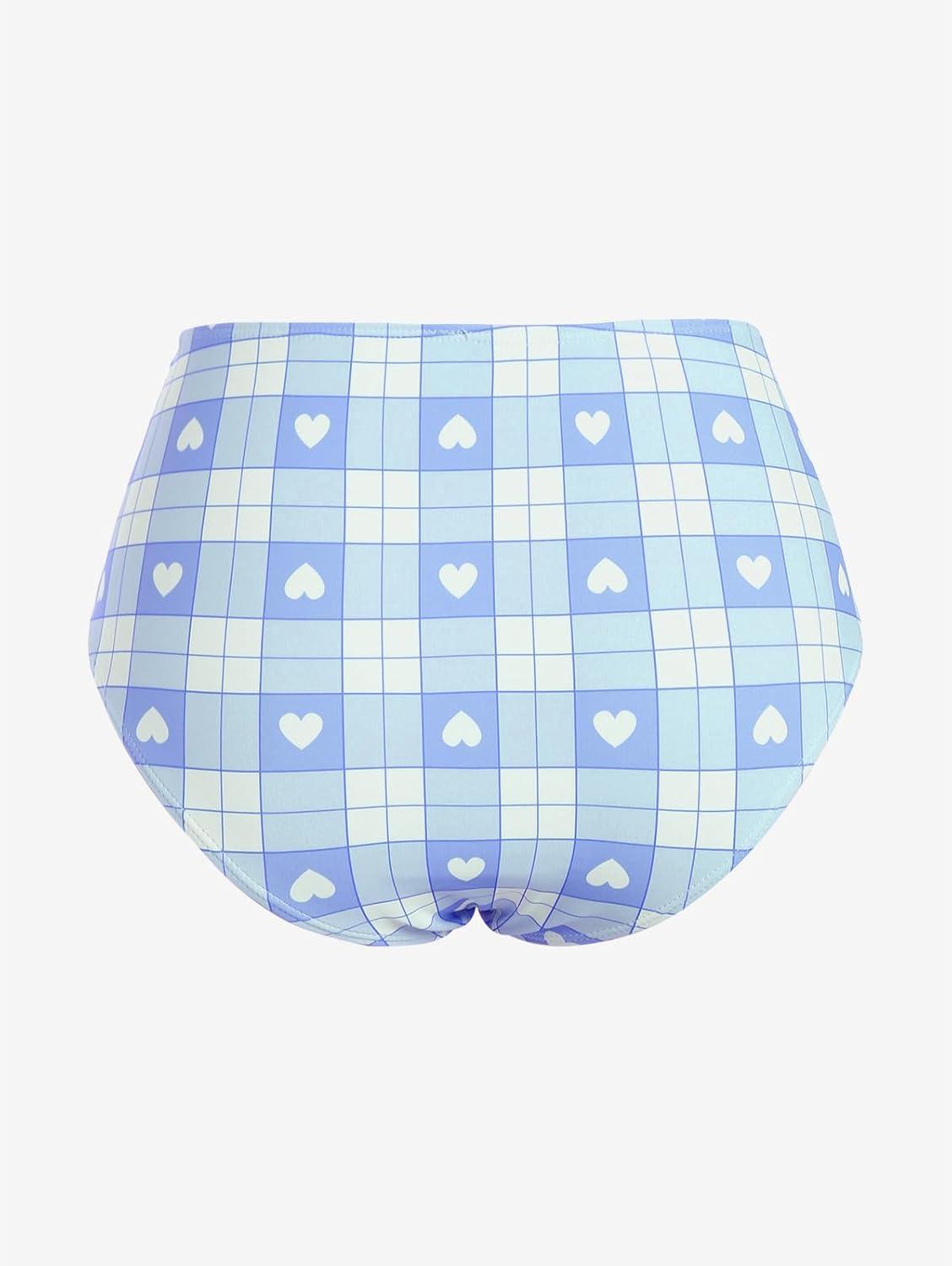 image:imageROSE GAL Rosegal Plus Size Valentines Heart Bowknot Crisscross Padded Three Piece Tankini SwimsuitLight Blue