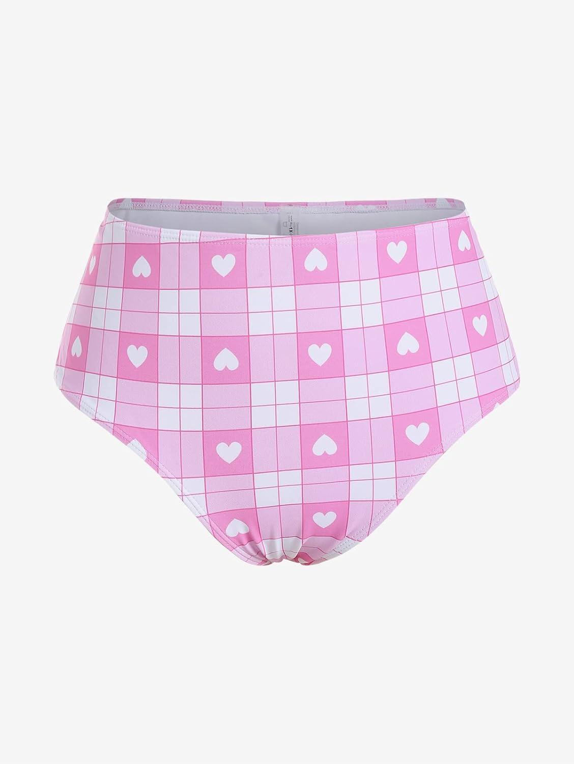 image:imageROSE GAL Rosegal Plus Size Valentines Heart Bowknot Crisscross Padded Three Piece Tankini SwimsuitLight Pink