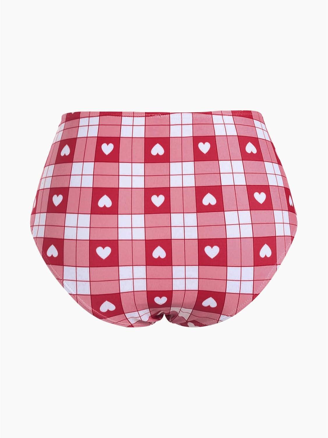 image:imageROSE GAL Rosegal Plus Size Valentines Heart Bowknot Crisscross Padded Three Piece Tankini SwimsuitRed