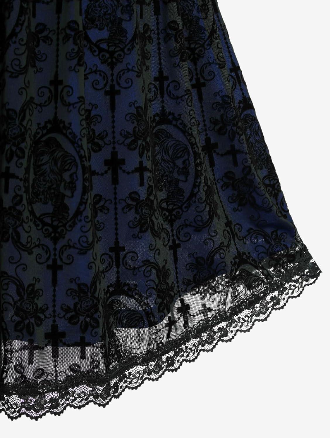 image:imageROSE GAL Rosegal Women Plus Size Gothic Overlay Midi Dress Backless Spaghetti Strap A Line DressBlue3