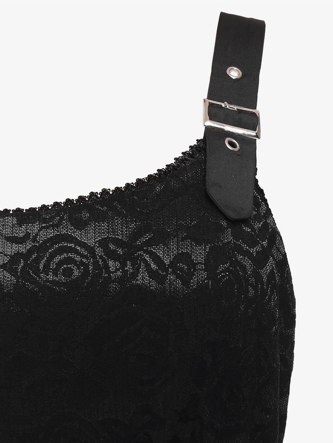 image:imageROSE GAL Women Plus Size 1950s Vintage Floral Lace Jacquard Belt Fit and Flare Dress Cocktail Party DressBalck1
