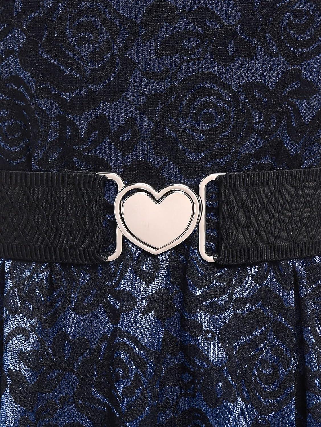 image:imageROSE GAL Women Plus Size 1950s Vintage Floral Lace Jacquard Belt Fit and Flare Dress Cocktail Party DressBlue1