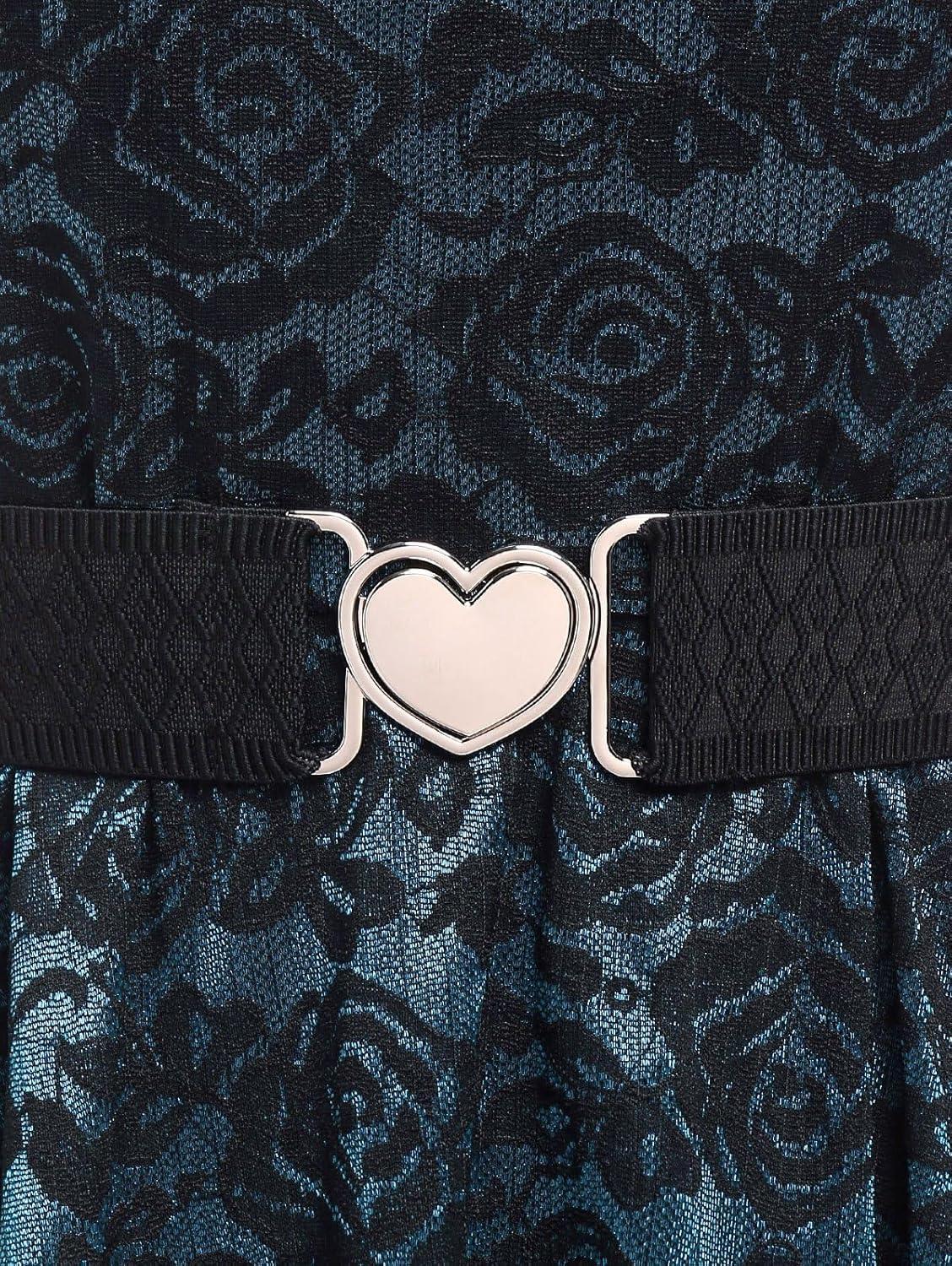 image:imageROSE GAL Women Plus Size 1950s Vintage Floral Lace Jacquard Belt Fit and Flare Dress Cocktail Party DressBlue2