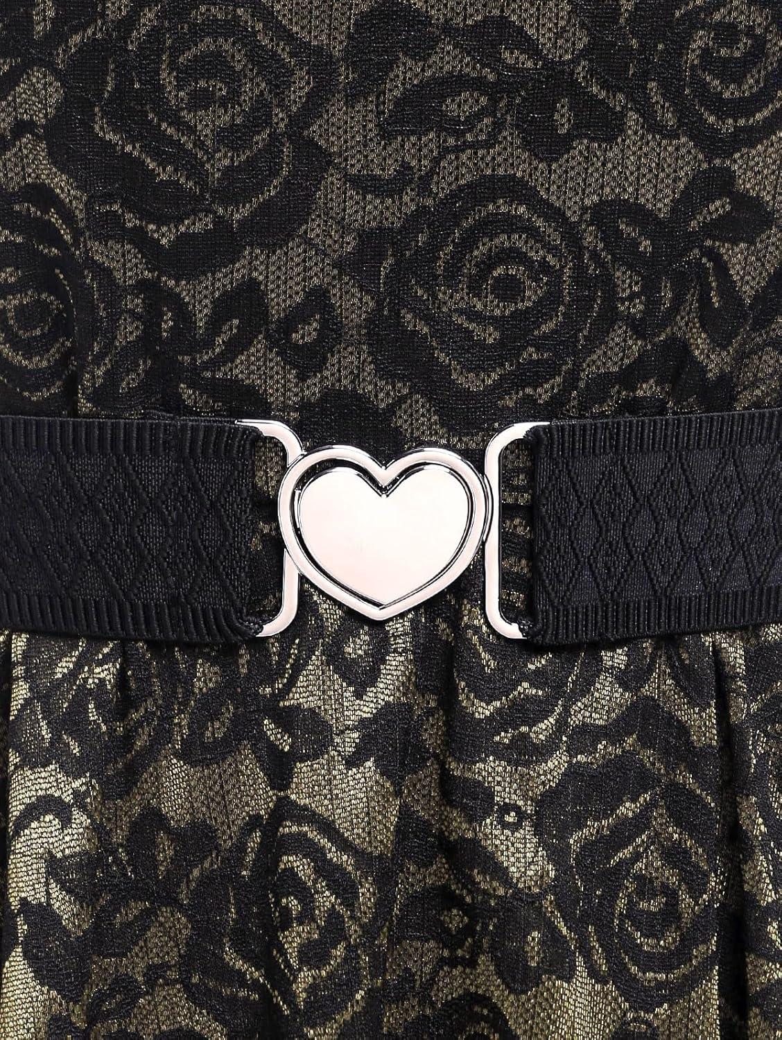 image:imageROSE GAL Women Plus Size 1950s Vintage Floral Lace Jacquard Belt Fit and Flare Dress Cocktail Party DressGolden1
