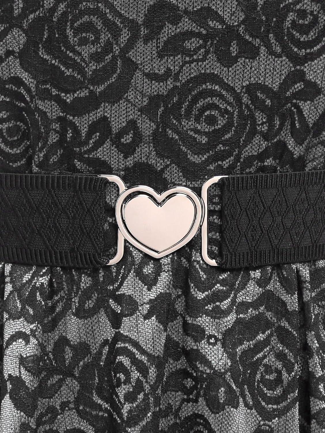image:imageROSE GAL Women Plus Size 1950s Vintage Floral Lace Jacquard Belt Fit and Flare Dress Cocktail Party DressGray1