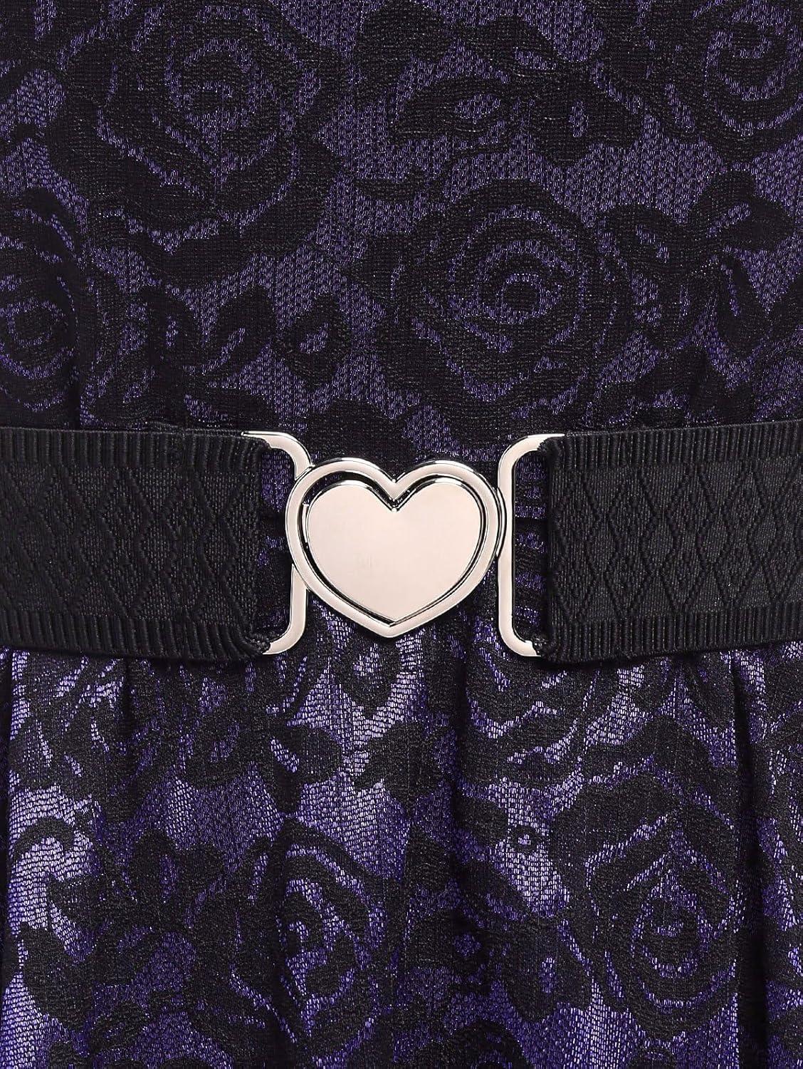 image:imageROSE GAL Women Plus Size 1950s Vintage Floral Lace Jacquard Belt Fit and Flare Dress Cocktail Party DressPurple2