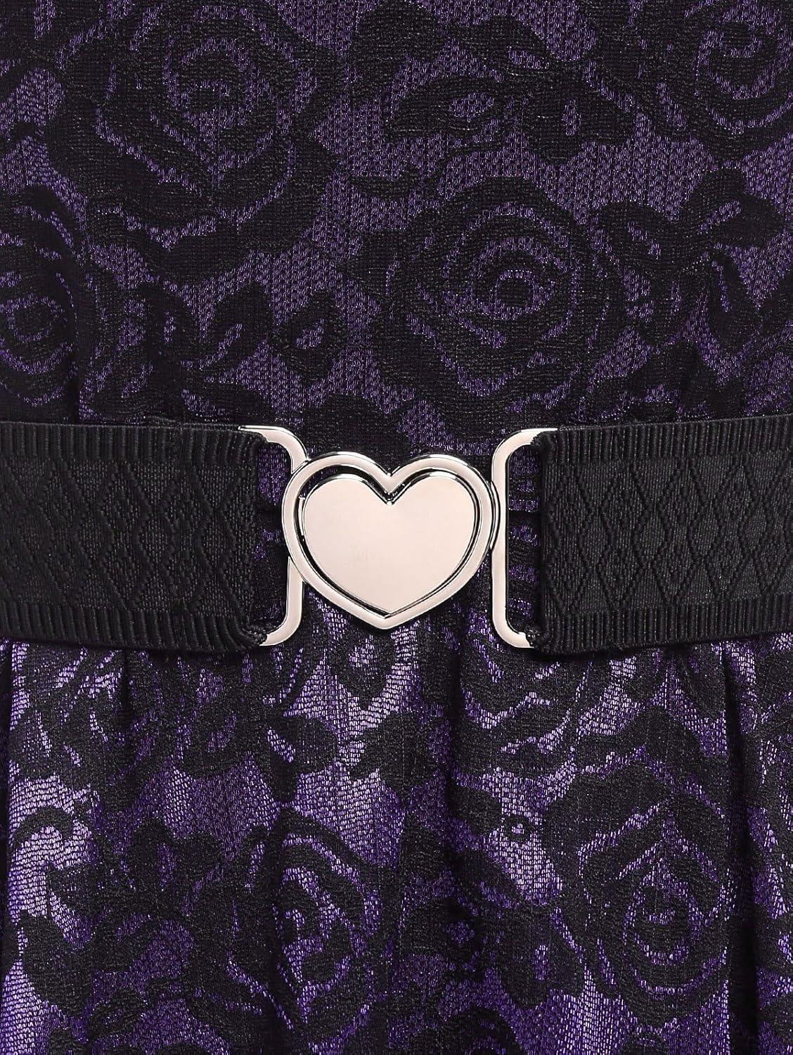 image:imageROSE GAL Women Plus Size 1950s Vintage Floral Lace Jacquard Belt Fit and Flare Dress Cocktail Party DressPurple3