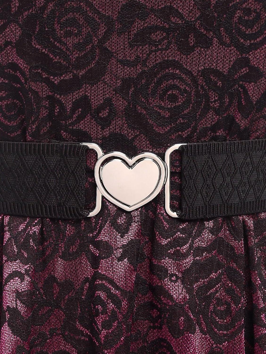 image:imageROSE GAL Women Plus Size 1950s Vintage Floral Lace Jacquard Belt Fit and Flare Dress Cocktail Party DressRed2
