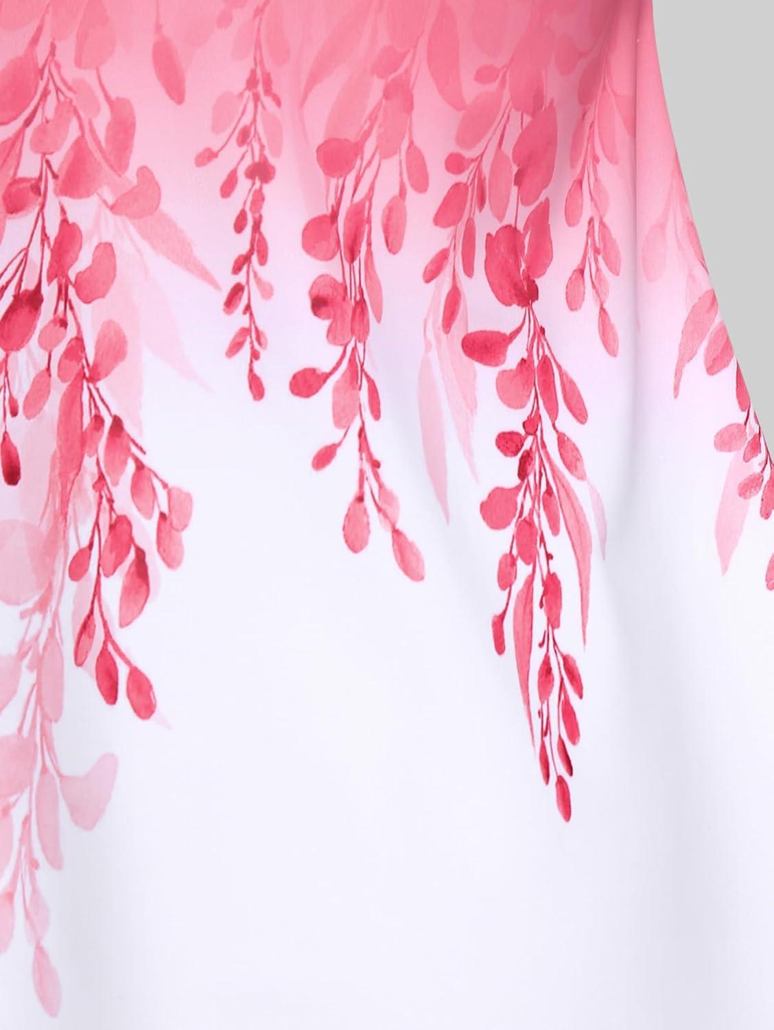 image:imageROSE GAL Women Plus Size Two Piece Modest Tankini Swimsuit Floral Ombre Boyleg Padded TankiniPink1