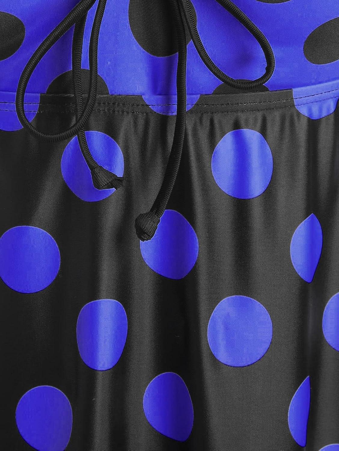 image:imageROSE GAL Womens Plus Size Curve Cinched Polka Dot Crisscross Tankini Swimsuit SetBlue3