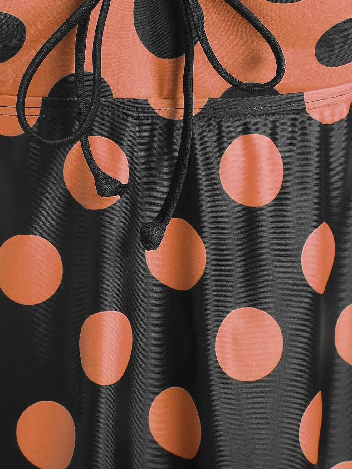 image:imageROSE GAL Womens Plus Size Curve Cinched Polka Dot Crisscross Tankini Swimsuit SetCoffee1